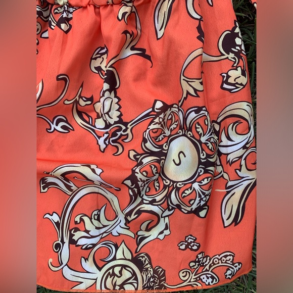 ✨⚡️💥Chickme Top Orange Peplum floral Tops Magnolia off shoulder Chic and Sexy - Picture 2 of 4